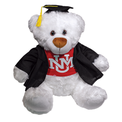 Plush Graduation Teddy Bear UNM Interlocking White