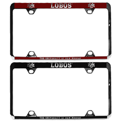 Metal License Plate Frame UNM Lobos Red - Black