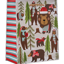 Jillson & Roberts Medium Gift Bag Holiday Bears