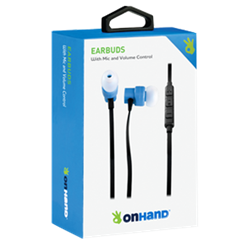 OnHand Wired Earbuds Blue