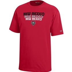 Youth's Champion T-Shirt NM Lobos Shield Red