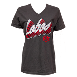 Women's CH V-Neck T-Shirt UNM Lobos Interlocking Charcoal