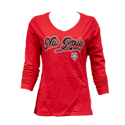 Women's CI Sport Long Sleeve V-Neck NM Lobo Shield Red