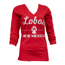 Women's CH Long Sleeve V-Neck NM Lobos Red