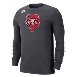 Men's Nike Long Sleeve T-Shirt Textured Lobo Shield Anthracite
