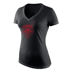 Women's Nike T-Shirt Lobos Shield Black Heather