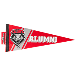 Sew Pennant 12x30 Alumni Lobos Shield Red/Gray