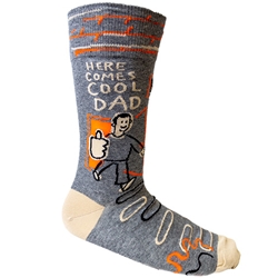 Blue Q Men's Crew Socks Here Comes Cool Dad