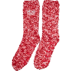 Women's ZooZatZ Marbled Fuzzy Socks UNM Interlocking Red/White