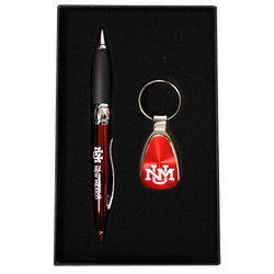 2-PC Pen and Keychain Gift Set UNM Interlocking Red