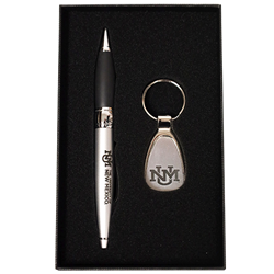 2-PC Pen and Keychain Gift Set UNM Interlocking Silver