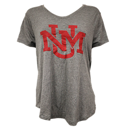 Women's League T-Shirt UNM Interlocking Heather Graphite