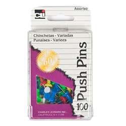 Cli Push Pins Asst 100pk