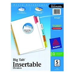 AVE Multicolor Tab Dividers 5 Tab