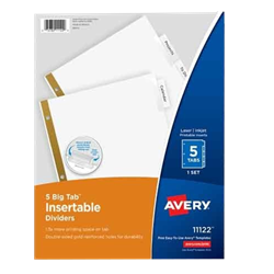 AVE Big Tab Insertable Dividers 5 Tab