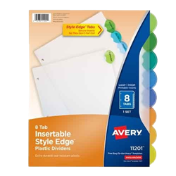 AVE Divider Style Edge Plastic Insertable 8 Color Tab