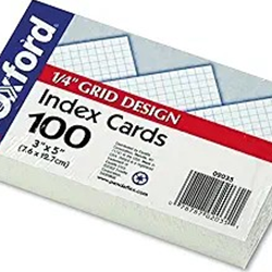 Essential Index Cards 3X5 Grided White 100/Pk