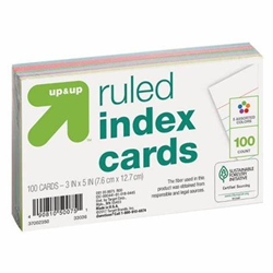 Essential Index Cards 3x5 Ruled Two Tone 100/pk