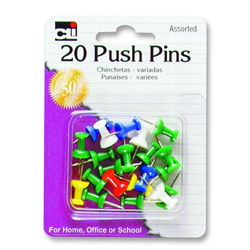 Cli Push Pins 20/pk Neon