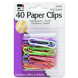 Cli Paper Clips Jumbo 40ct Vinyl