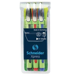 STW Pen Fineliner Xpress 0.8mm 3pk Black/Blue/Red