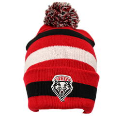 Unisex Logofit Cuffed Primetime Beanie Lobos Shield Stripes/Pom Red/Black