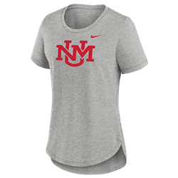 Women's Nike V neck T-shirt UNM Interlocking Dark Heather