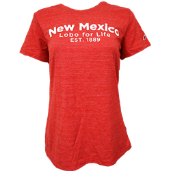 Women's League T-Shirt Classic NM Lobos For Life 1889 Red