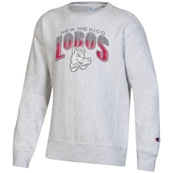 Youth's Champion Crew CCP Reverse Weave New Mexico Lobos Louie Heather Grey