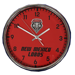 WI Wall Clock Lobos Shield Red