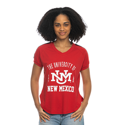 Women's Zoozatz T-Shirt The University of New Mexico EST UNM 1889 Red