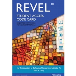 (DIGITAL) REVEL ACCESS CODE FOR INTRO TO BEHAVIORAL RESEARCH METHODS 7/E